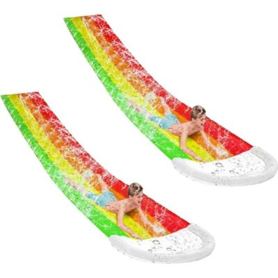 OEM Ensemble De 2 Toboggans Aquatiques Gonflables Pour Enfants Avec Système D'Arrosage Automatique 465 X 80 Cm - R2eefly OEM Ensemble De 2 Toboggans Aquatiques Gonflables Pour Enfants Avec Système D'Arrosage Automatique 465 X 80 Cm - R2eefly