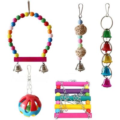 OEM Juego De Juguetes Para Pájaros Con Jaula De 5 Piezas: Columpio, Escalera Y Pelota Con Cascabel. Juguetes Para Periquitos OEM Juego De Juguetes Para Pájaros Con Jaula De 5 Piezas: Columpio, Escalera Y Pelota Con Cascabel. Juguetes Para Periquitos