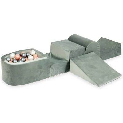 OEM Parque Infantil De Espuma Con Colina Y Piscina, Micro Terciopelo Gris + 100 Pelotas: Plata, Perla, Oro Rosa OEM Parque Infantil De Espuma Con Colina Y Piscina, Micro Terciopelo Gris + 100 Pelotas: Plata, Perla, Oro Rosa