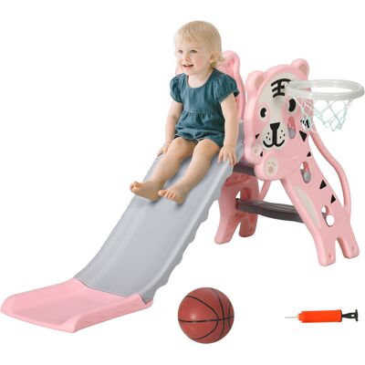JHY DESIGN Scivolo Per Bambini, Scivolo Per Interni, Con Canestro Da Basket, Tema Tigre, Per Bambini Dai 18 Ai 36 Mesi, Rosa JHY DESIGN Scivolo Per Bambini, Scivolo Per Interni, Con Canestro Da Basket, Tema Tigre, Per Bambini Dai 18 Ai 36 Mesi, Rosa