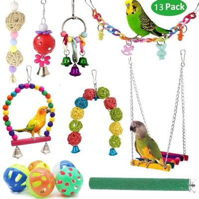 OEM Juego De Juguetes Para Pájaros Con Jaula De 12 Piezas: Columpio, Escalera, Pelota Con Cascabel, Juguetes Para Periquitos OEM Juego De Juguetes Para Pájaros Con Jaula De 12 Piezas: Columpio, Escalera, Pelota Con Cascabel, Juguetes Para Periquitos