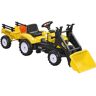 Tractor a pedales para niños de 3 años excavadora infantil juguete de montar con remolque extraíble y pala delantera carga 35 kg 167x41x52 cm - Homcom