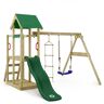Parque infantil de madera TinyPlace con columpio y tobogán Torre de escalada de exterior con arenero y escalera para niños - verde - verde - Wickey