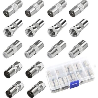 OEM 16 Acopladores Coaxiales De Antena De Tv Tipo F - Cable Coaxial - Conector De Antena Macho A Hembra - Kit De Cable Satelital OEM 16 Acopladores Coaxiales De Antena De Tv Tipo F - Cable Coaxial - Conector De Antena Macho A Hembra - Kit De Cable Satelital