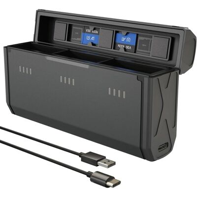 OEM Cargador De Batería Enduro Para Gopro Hero 13 Black, Cargador De Bolsillo Con Indicador De Energía Inteligente Y Puerto De Carga Lateral, Estuche De Carga Rápida De Tres Ranuras Compatible Con Accesor OEM Cargador De Batería Enduro Para Gopro Hero 13 Black, Cargador De Bolsillo Con Indicador De Energía Inteligente Y Puerto De Carga Lateral, Estuche De Carga Rápida De Tres Ranuras Compatible Con Accesor
