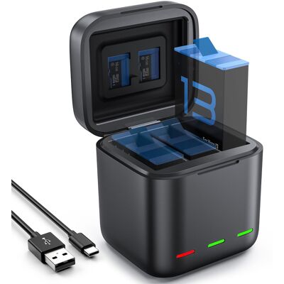 OEM Cargador De Batería Para Gopro Hero 13 Black - Cargador Rápido De 3 Canales 2,4 A Usb-c - Compatible Con Gopro Hero 13 Black OEM Cargador De Batería Para Gopro Hero 13 Black - Cargador Rápido De 3 Canales 2,4 A Usb-c - Compatible Con Gopro Hero 13 Black
