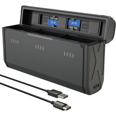 OEM Cargador De Batería Enduro Para Gopro Hero 13 Black, Cargador De Bolsillo Con Indicador De Energía Inteligente Y Puerto De Carga Lateral, Estuche De Carga Rápida De Tres Ranuras Compatible Con Accesor OEM Cargador De Batería Enduro Para Gopro Hero 13 Black, Cargador De Bolsillo Con Indicador De Energía Inteligente Y Puerto De Carga Lateral, Estuche De Carga Rápida De Tres Ranuras Compatible Con Accesor