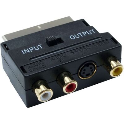 Trade Shop Traesio - Adaptador de Video - Conector Scart 21 pines, 3 RCA, S-VHS - Negro Trade Shop Traesio - Adaptador de Video - Conector Scart 21 pines, 3 RCA, S-VHS - Negro