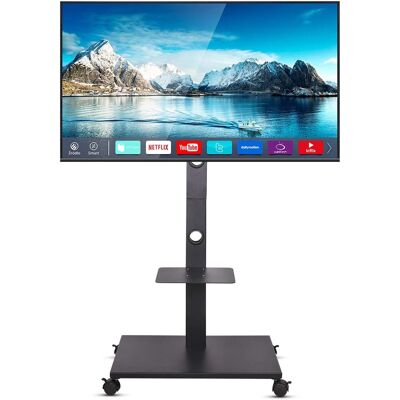 Unho - Soporte Tv Con Ruedas Para 32-65 Pulgadas Con Estantes De Altura Ajustable Vesa 600x400 Unho - Soporte Tv Con Ruedas Para 32-65 Pulgadas Con Estantes De Altura Ajustable Vesa 600x400