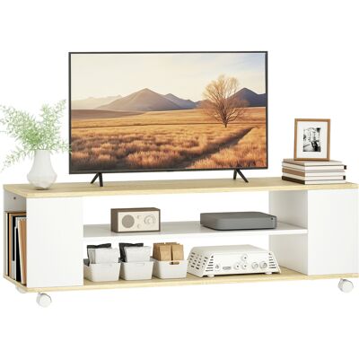 OEM Mueble De Tv Flotante Y Ruedas Con 2 Estantes Para Televisores De Hasta 55 Pulgadas 120x40x38,5 Cm Blanco OEM Mueble De Tv Flotante Y Ruedas Con 2 Estantes Para Televisores De Hasta 55 Pulgadas 120x40x38,5 Cm Blanco