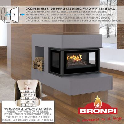 Bronpi - Paris-90 - 3 Caras Vision - Inserto de leña Bronpi - Paris-90 - 3 Caras Vision - Inserto de leña