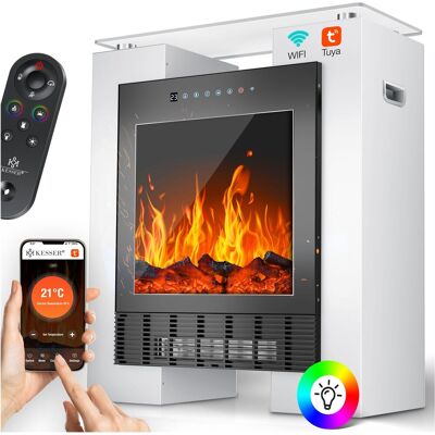 Kesser® Chimenea Eléctrica Led Con Calefacción, App/wifi - Negro / Blanco Kesser® Chimenea Eléctrica Led Con Calefacción, App/wifi - Negro / Blanco