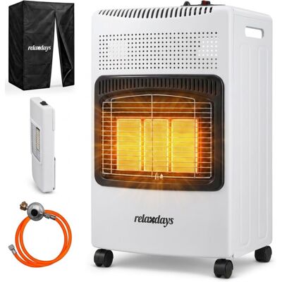 Relaxdays Estufa De Gas, 3 Placas Cerámicas, 1500-4200 W, Interior/exterior, Ruedas, Bombonas, Calefactor De Gas, Blanca Relaxdays Estufa De Gas, 3 Placas Cerámicas, 1500-4200 W, Interior/exterior, Ruedas, Bombonas, Calefactor De Gas, Blanca