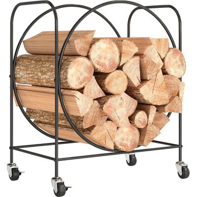 JHY DESIGN Soporte Metálico Para Leña Con Ruedas Para Chimenea, Apto Para Uso Interior Y Exterior, 51 X 30 X 60 Cm, Negro. JHY DESIGN Soporte Metálico Para Leña Con Ruedas Para Chimenea, Apto Para Uso Interior Y Exterior, 51 X 30 X 60 Cm, Negro.