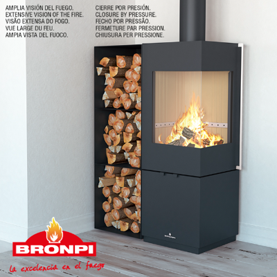 Estufa de leña Bronpi Bombay-e - Cristal a Alta Temperatura, 6-7kW Estufa de leña Bronpi Bombay-e - Cristal a Alta Temperatura, 6-7kW