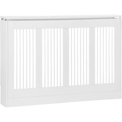 JHY DESIGN Moderna Y Elegante Cubierta De Radiador Con Lamas Para El Hogar, Fabricada En Mdf Y Acero, 120 X 18 X 84 Cm, Blanca. JHY DESIGN Moderna Y Elegante Cubierta De Radiador Con Lamas Para El Hogar, Fabricada En Mdf Y Acero, 120 X 18 X 84 Cm, Blanca.