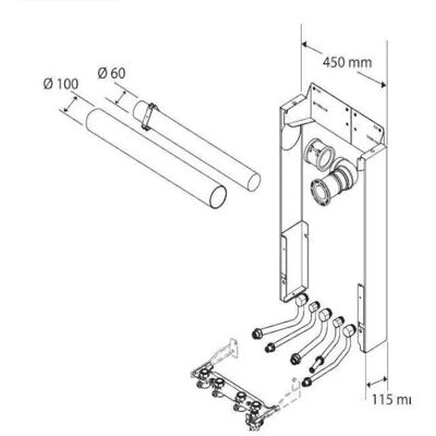 Saunier Duval - Ventosa De Salida Lateral Trasera De Recambio Con Soporte Saunier Duval - Ventosa De Salida Lateral Trasera De Recambio Con Soporte