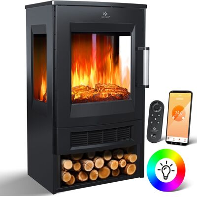 Kesser® Chimenea Eléctrica Con Calefacción, 9 Colores Led, Wifi - Negro Kesser® Chimenea Eléctrica Con Calefacción, 9 Colores Led, Wifi - Negro