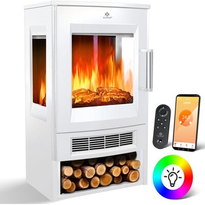 Kesser® Chimenea Eléctrica Con Calefacción, 9 Colores Led, Wifi - Blanco Kesser® Chimenea Eléctrica Con Calefacción, 9 Colores Led, Wifi - Blanco
