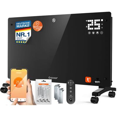 Kesser® Convector De Vidrio 2500 W Con Wifi/app Y Mando - Negro Kesser® Convector De Vidrio 2500 W Con Wifi/app Y Mando - Negro