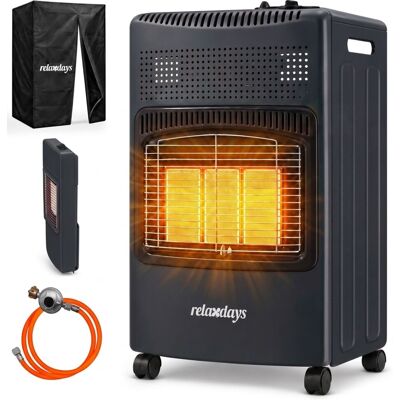 Relaxdays Estufa De Gas, 3 Placas Cerámicas, 1500-4200 W, Interior Y Exterior, Ruedas, Bombonas, Negra Relaxdays Estufa De Gas, 3 Placas Cerámicas, 1500-4200 W, Interior Y Exterior, Ruedas, Bombonas, Negra