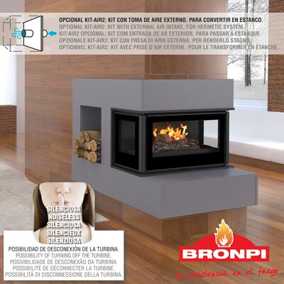 Bronpi - Paris-90-3C - 16kW - 400m3 - Wood stove insert Bronpi - Paris-90-3C - 16kW - 400m3 - Wood stove insert