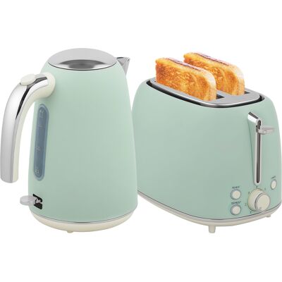 JHY DESIGN Set Composto Da Bollitore E Tostapane, Bollitore In Acciaio Inox Da 1,7 Litri (2200 W) E Tostapane A 2 Fette, Colore Verde. JHY DESIGN Set Composto Da Bollitore E Tostapane, Bollitore In Acciaio Inox Da 1,7 Litri (2200 W) E Tostapane A 2 Fette, Colore Verde.