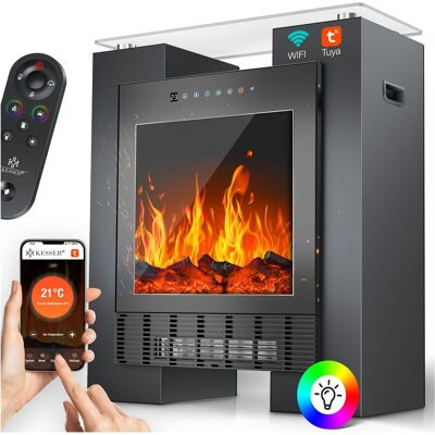 Kesser® Chimenea Eléctrica Led Con Calefacción, App/wifi - Negro / Negro Kesser® Chimenea Eléctrica Led Con Calefacción, App/wifi - Negro / Negro