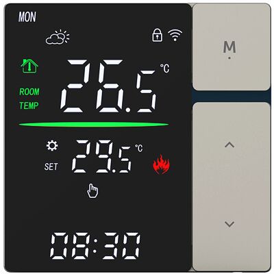 OEM Termostato Inteligente Sin Wifi - Programable Para Calefacción Eléctrica (película Calefactora, Suelo Radiante O Cable Calefactor), 16 A, Control Táctil, Bloqueo Para Niños, Pantalla Led, Gris OEM Termostato Inteligente Sin Wifi - Programable Para Calefacción Eléctrica (película Calefactora, Suelo Radiante O Cable Calefactor), 16 A, Control Táctil, Bloqueo Para Niños, Pantalla Led, Gris