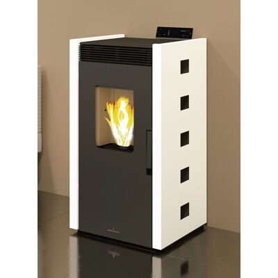 Estufa de Pellet Bronpi Zoe-MF - 9kW, Marfil y Cristal Negro Estufa de Pellet Bronpi Zoe-MF - 9kW, Marfil y Cristal Negro