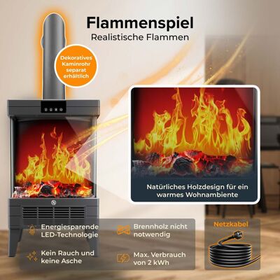 Kesser® Chimenea Led Arvo Con Calefacción, 1800w, Temporizador, Mando - Negro Kesser® Chimenea Led Arvo Con Calefacción, 1800w, Temporizador, Mando - Negro