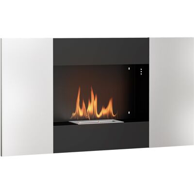 JHY DESIGN Chimenea Mural De Bioetanol, Capacidad De 0,9 L, Acero Inoxidable, 100 X 15 X 54 Cm, Negro Y Plata. JHY DESIGN Chimenea Mural De Bioetanol, Capacidad De 0,9 L, Acero Inoxidable, 100 X 15 X 54 Cm, Negro Y Plata.