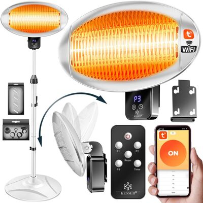 Kesser® Calefactor Infrarrojo, 2000 W, Wifi - Plata / Blanco Kesser® Calefactor Infrarrojo, 2000 W, Wifi - Plata / Blanco