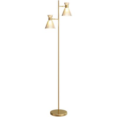 JHY DESIGN Lampada Da Terra A Doppia Testa Regolabile Per Soggiorno, Paralume In Vetro Con Decorazione Floreale, 42 X 25 X 165 Cm, Oro JHY DESIGN Lampada Da Terra A Doppia Testa Regolabile Per Soggiorno, Paralume In Vetro Con Decorazione Floreale, 42 X 25 X 165 Cm, Oro