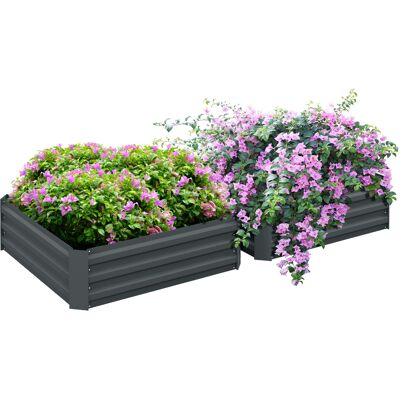JHY DESIGN Set Di 2 Aiuole Rialzate, Dimensioni 100l X 100w X 30h Cm - Lamiera D'Acciaio Ondulata Grigio Scuro JHY DESIGN Set Di 2 Aiuole Rialzate, Dimensioni 100l X 100w X 30h Cm - Lamiera D'Acciaio Ondulata Grigio Scuro