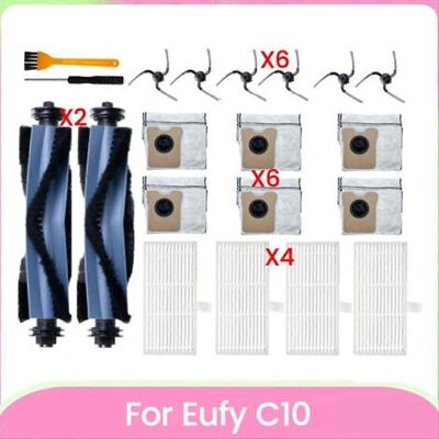 BARKBUSTERS Lot De 20 Sacs À Poussière De Rechange Pour Aspirateur Robot Eufy C10 : Brosse Principale, Brosse Latérale, Filtre Hepa BARKBUSTERS Lot De 20 Sacs À Poussière De Rechange Pour Aspirateur Robot Eufy C10 : Brosse Principale, Brosse Latérale, Filtre Hepa