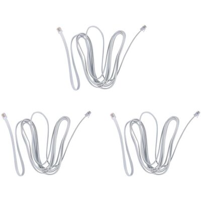 OEM Tres Cables De Extensión Telefónica Rj11 6p6c Para Módem Fax, De 3 Metros (9,8 Pies) De Largo, De Color Blanco. OEM Tres Cables De Extensión Telefónica Rj11 6p6c Para Módem Fax, De 3 Metros (9,8 Pies) De Largo, De Color Blanco.