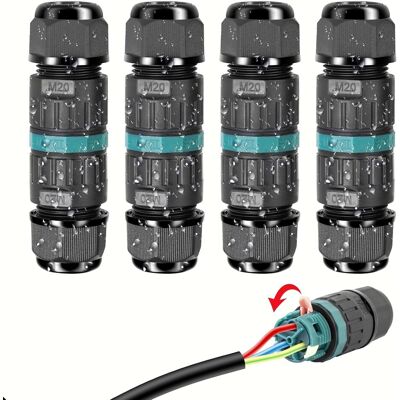 OEM Conector De Cable Impermeable De 3 Pines, Manguito De Conexión Ip68, Caja De Empalme Subterránea Para Cables Con Un Diámetro De Ø9-12 Mm, Caja De Empalme Exterior Impermeable Negra, 4 Piezas OEM Conector De Cable Impermeable De 3 Pines, Manguito De Conexión Ip68, Caja De Empalme Subterránea Para Cables Con Un Diámetro De Ø9-12 Mm, Caja De Empalme Exterior Impermeable Negra, 4 Piezas