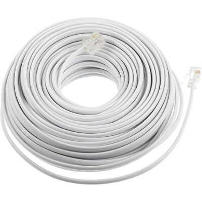 OEM Cable Telefono Rj11 6p4c 20 M - 4 Conductores Cobre - Blanco - Para Fax Modem Oficina OEM Cable Telefono Rj11 6p4c 20 M - 4 Conductores Cobre - Blanco - Para Fax Modem Oficina
