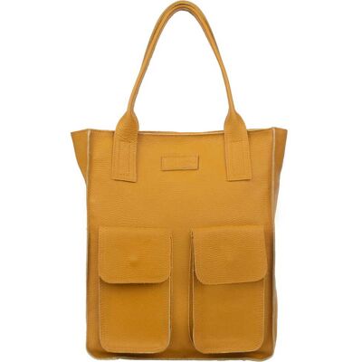 OEM Bolso Grande De Compras Vezze Tasca De Piel Color Azafrán OEM Bolso Grande De Compras Vezze Tasca De Piel Color Azafrán