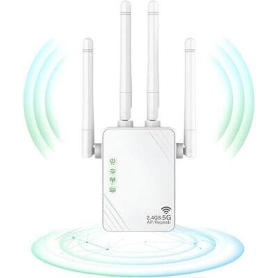 OEM Repetidor Wifi, Extensor Wifi, Amplificador De Señal Wifi De 1200 Mbps, Amplificador Wifi De Doble Banda De 5 Ghz Y 2,4 Ghz, Modo Repetidor/enrutador/punto De Acceso, 4 Antenas, 2 Puertos Lan. OEM Repetidor Wifi, Extensor Wifi, Amplificador De Señal Wifi De 1200 Mbps, Amplificador Wifi De Doble Banda De 5 Ghz Y 2,4 Ghz, Modo Repetidor/enrutador/punto De Acceso, 4 Antenas, 2 Puertos Lan.