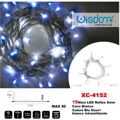TRADE SHOP TRAESIO Trade Shop - Catena Luminosa 15 Luci Led Lucciole Blu Fisso + Bianco Intermittente Xc-4152 - TRADE SHOP TRAESIO Trade Shop - Catena Luminosa 15 Luci Led Lucciole Blu Fisso + Bianco Intermittente Xc-4152 -