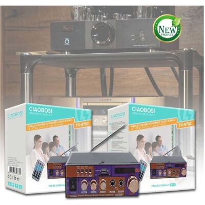 TRADE SHOP TRAESIO Trade Shop - Amplificatore Di Potenza Audio Stereo Con Lettore Digitale Usb Sd Fm Bt Tx-9763 - TRADE SHOP TRAESIO Trade Shop - Amplificatore Di Potenza Audio Stereo Con Lettore Digitale Usb Sd Fm Bt Tx-9763 -