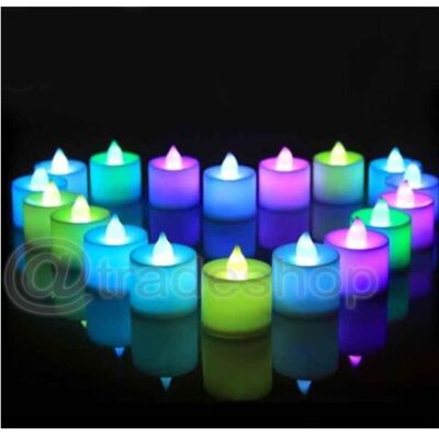 TRADE SHOP TRAESIO Trade Shop - Set 12 Mini Candele Led Sin Fiamma Tremolante Rgb Multi Color Batteria Incl. - TRADE SHOP TRAESIO Trade Shop - Set 12 Mini Candele Led Sin Fiamma Tremolante Rgb Multi Color Batteria Incl. -