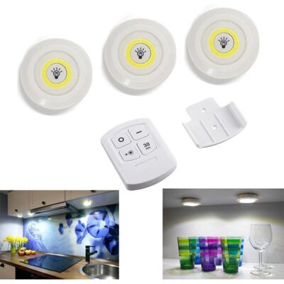 TRADE SHOP TRAESIO Trade Shop - Set 3 Led Lights Cob Lighting With Remote Control Spotlight Timer - TRADE SHOP TRAESIO Trade Shop - Set 3 Led Lights Cob Lighting With Remote Control Spotlight Timer -