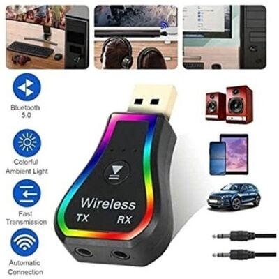 TRADE SHOP TRAESIO Trade Shop - Mini Ricevitore Audio Usb Wireless Bluetooth 5.0 Aux Stereo Rgb Led Light Q-tr31 - TRADE SHOP TRAESIO Trade Shop - Mini Ricevitore Audio Usb Wireless Bluetooth 5.0 Aux Stereo Rgb Led Light Q-tr31 -