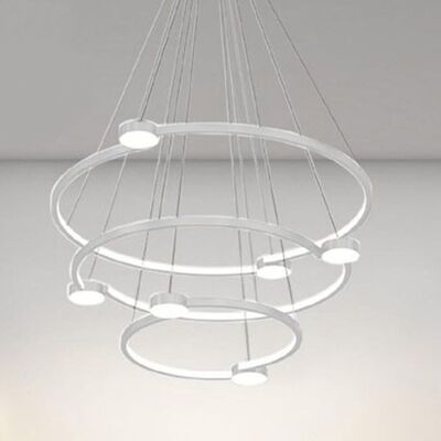 Trade Shop Traesio - Trade Shop - Sospension Led Range 96w 3 Cerchi With Telecomando Design Modern Bianco 71132 - Trade Shop Traesio - Trade Shop - Sospension Led Range 96w 3 Cerchi With Telecomando Design Modern Bianco 71132 -