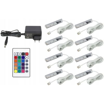 OEM 8 Clips Led Rgb Para Estantes De Vidrio, Juego De Clips Con Cable Blanco OEM 8 Clips Led Rgb Para Estantes De Vidrio, Juego De Clips Con Cable Blanco