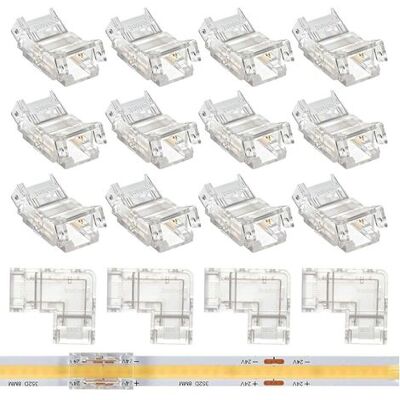 OEM Kit De 12 Conectores Para Tiras Led Cob De 2 Pines Y 8 Mm, Transparentes, Sin Espacio Entre Conectores, Y 4 Conectores En Forma De L Para Cob De 2 Pines Y 8 Mm. OEM Kit De 12 Conectores Para Tiras Led Cob De 2 Pines Y 8 Mm, Transparentes, Sin Espacio Entre Conectores, Y 4 Conectores En Forma De L Para Cob De 2 Pines Y 8 Mm.