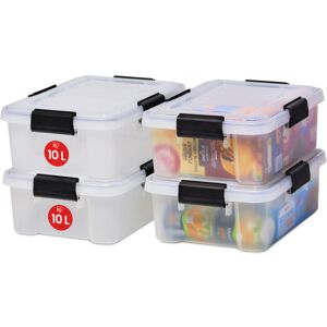 4 Cajas Herméticas De Plástico Con Tapa Y Cierres A Presión, 10l, Transparente, Sello Impermeable, Apilables, Antipolvo, Para Ropas, Camping, Exteriores, Cubo De Almacenaje, Box, At-s - Iris Ohyama 4 Cajas Herméticas De Plástico Con Tapa Y Cierres A Presión, 10l, Transparente, Sello Impermeable, Apilables, Antipolvo, Para Ropas, Camping, Exteriores, Cubo De Almacenaje, Box, At-s - Iris Ohyama